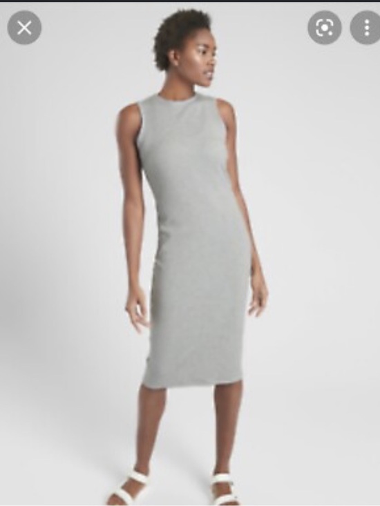 Athleta Dresses & Skirts - Athleta Sleeveless Light Gray Ribbed Midi Dress